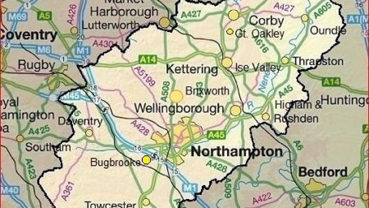 Northamptonshire Map 1280x720 