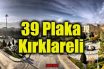 39 plaka Kırklareli